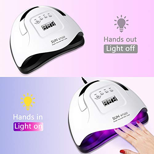 Lámpara de uñas 180W Profesional Secador de Uñas LED UV,5 modos para tiempo,99s Modo de calor bajo y Pantalla LCD para Manicura y Pedicura
