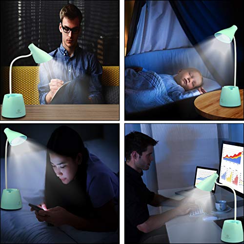 Lampara escritorio, Flexo LED Escritorio con 3 Modos de Iluminación y 10 Niveles de Brillo, Rotación Regulable de 360 ° Para Leer, Estudiar, Trabajar (Verde) Lampara escritorio, Flexo LED Escritorio con 3 Modos de Iluminación y 10 Niveles de Brillo, Rotación Regulable de 360 ° Para Leer, Estudiar, Trabajar (Verde)