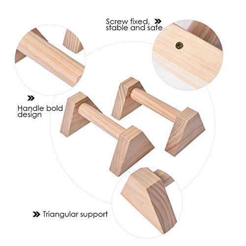 Lamptti Juego de 2 piezas de paralelos de madera, barras de flexión, soporte de empuje hacia arriba, barras de mano, paralelos de madera