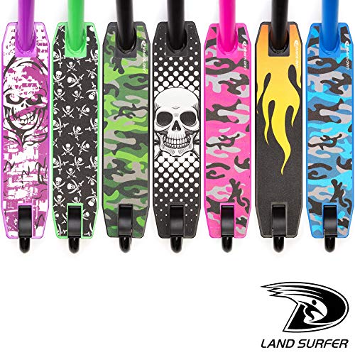 Land Surfer- Patinete de trucos y saltos, Negro/Verde cin Calaveras