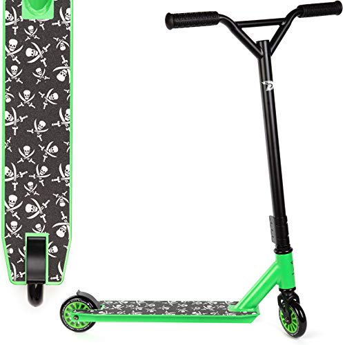 Land Surfer- Patinete de trucos y saltos, Negro/Verde cin Calaveras Land Surfer- Patinete de trucos y saltos, Negro/Verde cin Calaveras
