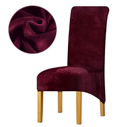 LANSHENG Fundas Cubiertas de Silla XL,Spandex elástico con Banda elástica, Fundas de Terciopelo para Silla de Comedor Grande para Restaurante, Banquete de Fiesta de Hotel (Vino Rojo,6 Fundas(XL)) LANSHENG Fundas Cubiertas de Silla XL,Spandex elástico con Banda elástica, Fundas de Terciopelo para Silla de Comedor Grande para Restaurante, Banquete de Fiesta de Hotel (Vino Rojo,6 Fundas(XL))