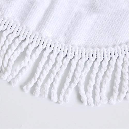 LAOAYI Toalla de playa, suave esterilla de yoga, redonda, toalla de baño, 59 pulgadas, alta solidez de color, poliéster, White4, 150 cm