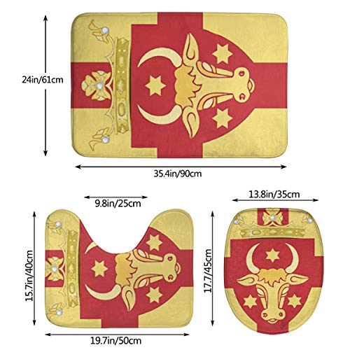 LAOLUCKY Texas Longhorns - Juego de 3 alfombras de baƱo con diseƱo de la Bandera de los Oates, Antideslizantes, en Forma de U, con Forma de O, Lavables LAOLUCKY Texas Longhorns - Juego de 3 alfombras de baƱo con diseƱo de la Bandera de los Oates, Antideslizantes, en Forma de U, con Forma de O, Lavables