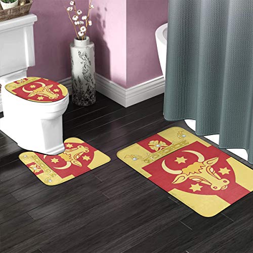 LAOLUCKY Texas Longhorns - Juego de 3 alfombras de baƱo con diseƱo de la Bandera de los Oates, Antideslizantes, en Forma de U, con Forma de O, Lavables LAOLUCKY Texas Longhorns - Juego de 3 alfombras de baƱo con diseƱo de la Bandera de los Oates, Antideslizantes, en Forma de U, con Forma de O, Lavables