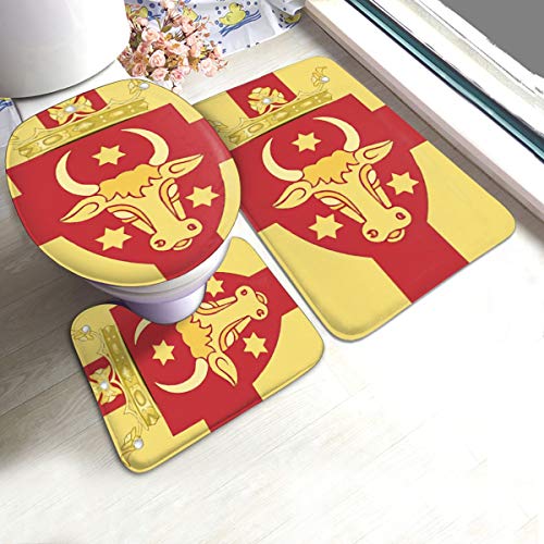 LAOLUCKY Texas Longhorns - Juego de 3 alfombras de baƱo con diseƱo de la Bandera de los Oates, Antideslizantes, en Forma de U, con Forma de O, Lavables LAOLUCKY Texas Longhorns - Juego de 3 alfombras de baƱo con diseƱo de la Bandera de los Oates, Antideslizantes, en Forma de U, con Forma de O, Lavables