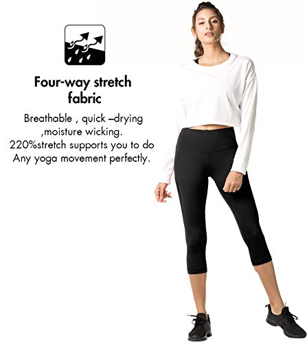 LAPASA Mallas Deportivas 3/4 Capris de Mujer Cintura Alta con Bolsillo (Leggings para Yoga, Pilates, Running) L02 (XS/34 (Cintura 58-66, Cadera 74-82 cm), Negro II (Bolsillo Lateral)) LAPASA Mallas Deportivas 3/4 Capris de Mujer Cintura Alta con Bolsillo (Leggings para Yoga, Pilates, Running) L02 (XS/34 (Cintura 58-66, Cadera 74-82 cm), Negro II (Bolsillo Lateral))