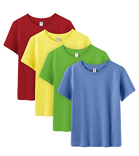 Camisetas Manga Corta Blanca & Colores Unisex 100% Algodón K01 LAPASA Camiseta Niño & Niña Pack de 4