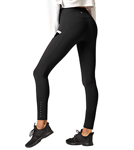 LAPASA Pantalón Deportivo de Mujer Cintura Alta con Bolsillo Malla para Running Yoga y Ejercicio. L01 (Space Black (Bolsillo Lateral), M/38 (Cintura 74-81, Cadera 88-96 cm))