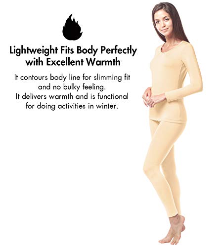LAPASA Set de Ropa Térmica para Mujer Conjunto Térmico Ligero/Mid-Weight/Espeso Cuello Redondo-Brushed Back Fabric Technique- L17/L41/L44 LAPASA Set de Ropa Térmica para Mujer Conjunto Térmico Ligero/Mid-Weight/Espeso Cuello Redondo-Brushed Back Fabric Technique- L17/L41/L44