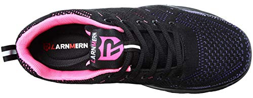 LARNMERN Zapatos Seguridad con Punta de Acero para Hombre Mujer Zapatillas Seguridad Femenino Ligeros S1P 35-42 (39 Purple)