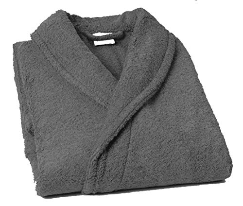 Lasa Pure Albornoz con Cuello Tipo Smoking, algodón 100%, Gris, L Lasa Pure Albornoz con Cuello Tipo Smoking, algodón 100%, Gris, L