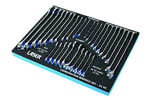 Laser - juego de llaves combinadas, modelo 6795 – Cromadas (32 piezas). Laser - juego de llaves combinadas, modelo 6795 – Cromadas (32 piezas).