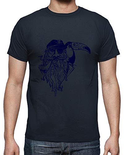 latostadora - Camiseta Tatoo Pirata Tucan para Hombre Azul Marino XL latostadora - Camiseta Tatoo Pirata Tucan para Hombre Azul Marino XL
