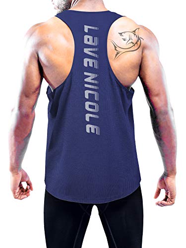 Lavenicole 3 unidades de camisetas para hombre, ajuste seco, muscular, culturismo, fitness - Multi color - Large