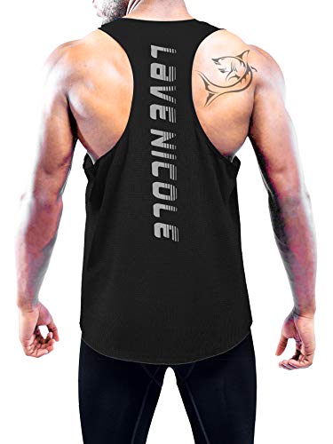 Lavenicole 3 unidades de camisetas para hombre, ajuste seco, muscular, culturismo, fitness - Multi color - Large