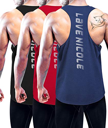 Lavenicole 3 unidades de camisetas para hombre, ajuste seco, muscular, culturismo, fitness - Multi color - Large Lavenicole 3 unidades de camisetas para hombre, ajuste seco, muscular, culturismo, fitness - Multi color - Large