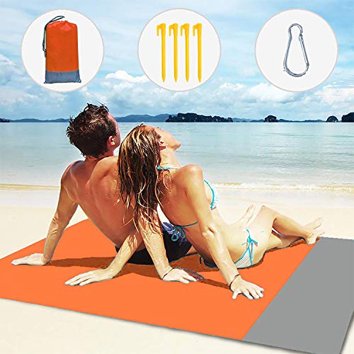 Layack Alfombras de Playa 210x200CM, Manta de Picnic Impermeable Portátil y Ligero Alfombra para Picnic para Jardín Parque Piscina Acampada Viaje al Aire Libre, Naranja