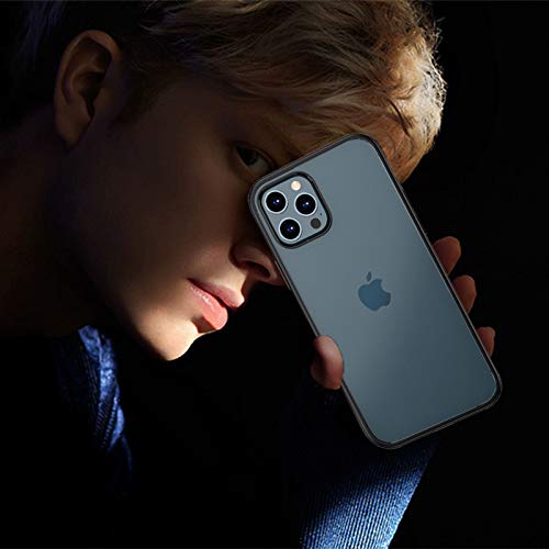 LAYJOY Funda Compatible con iPhone 6,1 Pulgadas (12, 12 Pro), Carcasa Ligera Silicona Negro Suave TPU Bumper y Transparente Duro PC Case Anti-Golpes Caso Cover - Clear