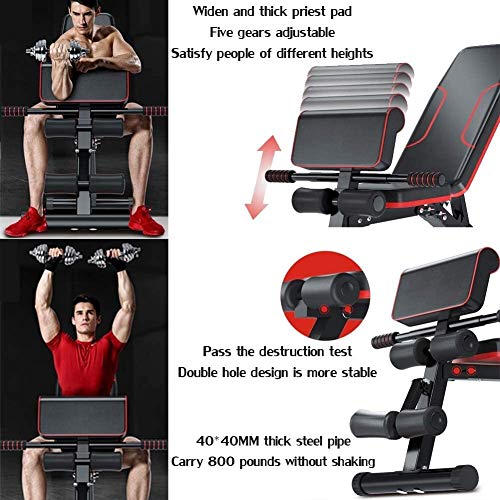 LAZ Peso Ajustable de banca con Mancuernas Banco de Abdominales Entrenamiento Versatilidad Inclinación Ajustable Banco Home Gym Equipment Romana Silla Siéntese Banco (Color : Negro)