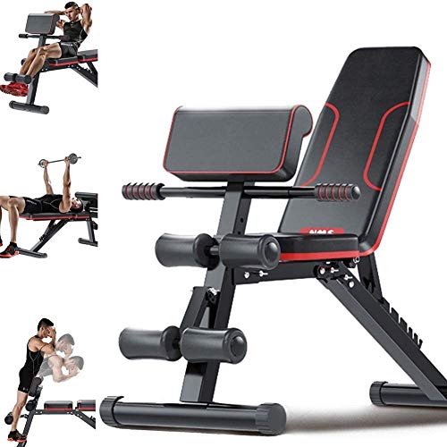 LAZ Peso Ajustable de banca con Mancuernas Banco de Abdominales Entrenamiento Versatilidad Inclinación Ajustable Banco Home Gym Equipment Romana Silla Siéntese Banco (Color : Negro)