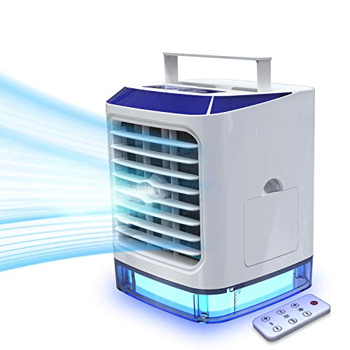 LAZCOZY mini Ventilador Humidificador Purificador Aire Acondicionado portátil de [Vhool-EU] USB Air Cooler con 3 Velocidades y 7 Colores Luz