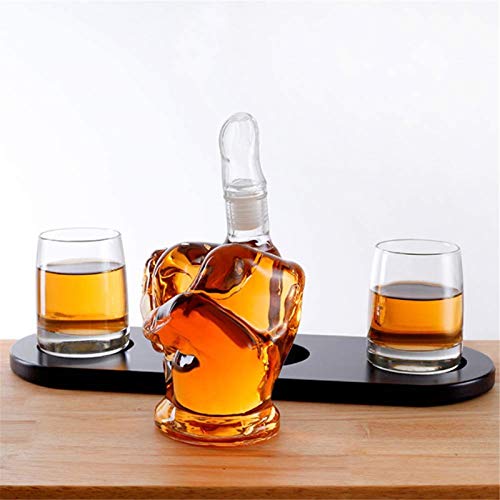 L&B-MR Juego De Contenedores De Vino con Forma De Dedo Medio - Decantador De Vidrio De 1000 Ml,Licor De Cristal Original para Bourbon, Escocés, Vodka O Whisky,para El Día del Padre Y Cumpleaños