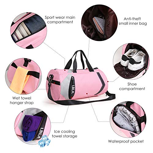 LBLA Bolsa de Deporte Ultraligera Almacenamiento Bolsa de Gimnasio y Fitness Separada en Seco y Húmedo Bolsa de Viaje Plegable para Gimnasio/Yoga/Los Deportes Hombres Mujeres Adulto Rosa LBLA Bolsa de Deporte Ultraligera Almacenamiento Bolsa de Gimnasio y Fitness Separada en Seco y Húmedo Bolsa de Viaje Plegable para Gimnasio/Yoga/Los Deportes Hombres Mujeres Adulto Rosa