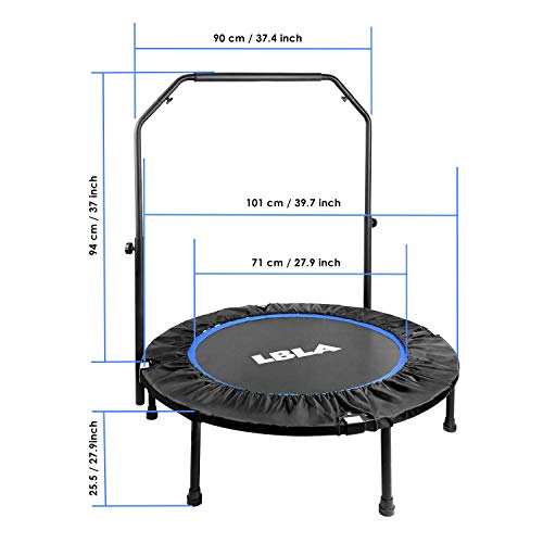 LBLA Trampolín Fitness Plegable 101 cm con Apoyabrazos Ajustables Trampolín para Niños Adultos Gimnasio Interior Equipamiento Deportivo Peso máximo 150 kg LBLA Trampolín Fitness Plegable 101 cm con Apoyabrazos Ajustables Trampolín para Niños Adultos Gimnasio Interior Equipamiento Deportivo Peso máximo 150 kg