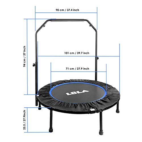 LBLA Trampolín Fitness Plegable 101 cm con Apoyabrazos Ajustables Trampolín para Niños Adultos Gimnasio Interior Equipamiento Deportivo Peso máximo 150 kg