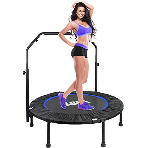 LBLA Trampolín Fitness Plegable 101 cm con Apoyabrazos Ajustables Trampolín para Niños Adultos Gimnasio Interior Equipamiento Deportivo Peso máximo 150 kg