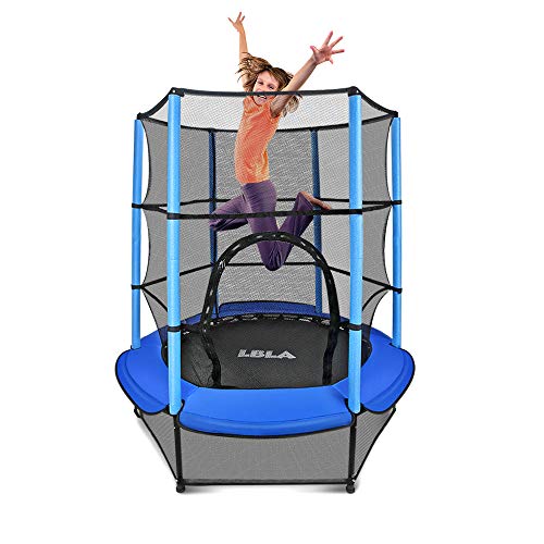 LBLA Trampolín para Niños ø 140 cm Interior/Exterior Cama Elástica Redonda con Recinto, Red de Seguridad Trampolín de Jardín Ejercicio Fitness Jump para Infantil Chico Chica 3456 años