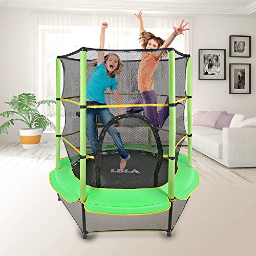 LBLA Trampolín para Niños ø 140 cm Interior/Exterior Cama Elástica Redonda con Recinto Red de Seguridad Trampolín de Jardín Ejercicio Fitness Jump para Infantil Chico Chica 3456 años