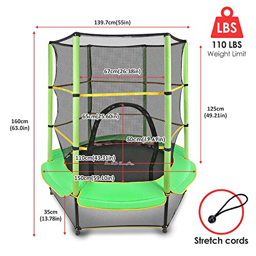 LBLA Trampolín para Niños ø 140 cm Interior/Exterior Cama Elástica Redonda con Recinto Red de Seguridad Trampolín de Jardín Ejercicio Fitness Jump para Infantil Chico Chica 3456 años