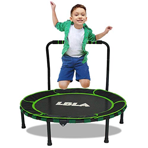 LBLA Trampolín para niños, mini trampolín de 92 cm, trampolín para interiores y exteriores con asa y cubierta protectora, Trampolín plegable seguro y duradero