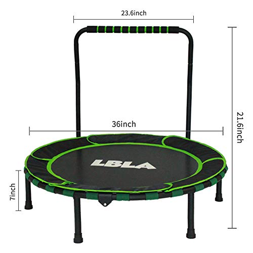 LBLA Trampolín para niños, mini trampolín de 92 cm, trampolín para interiores y exteriores con asa y cubierta protectora, Trampolín plegable seguro y duradero