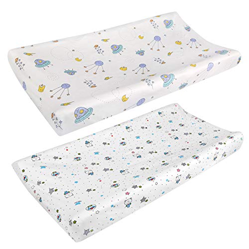 LEADSTAR Fundas para Cambiadores de Bebés, 2 Piezas Fundas para Colchoneta Cambiador de Pañales Elásticas Sábana Minicuna para Colchón Capazo Carro Cochecito de Bebé para Niños y Niñas, 80x40x10cm