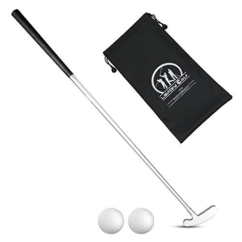 LEAGY Putter para golfistas diestros o zurdos, 2 pelotas de golf blancas y 4 piezas de aleación de zinc blanco y bolsas de golf portátiles de color negro, Left and Right