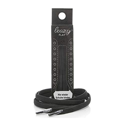 Leazy Flat, Cordones Elásticos Planos Unisex, Negro, Talla S(Hasta 4 Ojales Por Lado) Leazy Flat, Cordones Elásticos Planos Unisex, Negro, Talla S(Hasta 4 Ojales Por Lado)