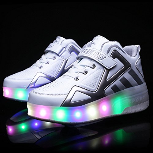 Led Luces Zapatos con Ruedas Dobles para Pequeños Niños y Niña Automática Calzado de Skateboarding Deportes de Exterior Patines en Línea Brillante Mutilsport Aire Libre y Deporte Gimnasia Zapatillas