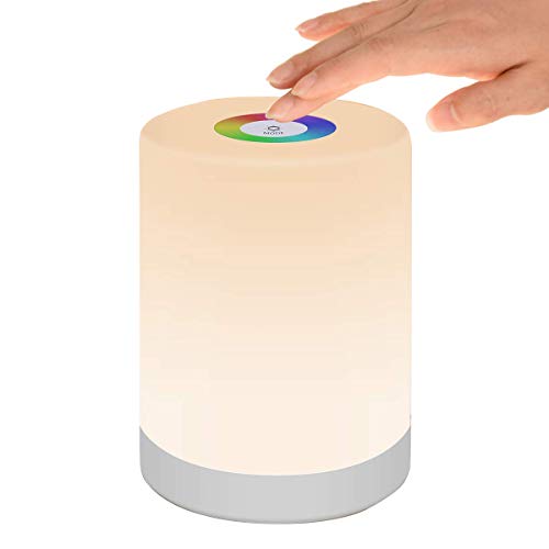 LED Night Light, Smart Bedside Table Lamp, Touch Control, Dimmable, USB Rechargable, Portable, Color Changing RGB for Kids, Bedroom, Camping (Warm White)