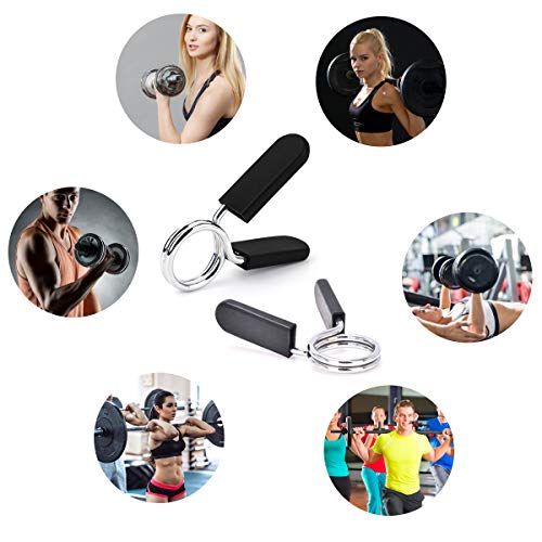 Ledeak Collares de Resorte Abrazaderas, 1 par Abrazaderas para Mancuernas, Pinza de Resorte Clips de Cuello Barra de Pesas para Gimnasio Fitness Entrenamiento Levantamiento de Pesas (28mm)