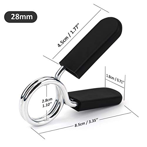 Ledeak Collares de Resorte Abrazaderas, 1 par Abrazaderas para Mancuernas, Pinza de Resorte Clips de Cuello Barra de Pesas para Gimnasio Fitness Entrenamiento Levantamiento de Pesas (28mm) Ledeak Collares de Resorte Abrazaderas, 1 par Abrazaderas para Mancuernas, Pinza de Resorte Clips de Cuello Barra de Pesas para Gimnasio Fitness Entrenamiento Levantamiento de Pesas (28mm)