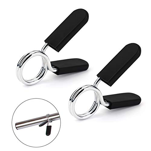 Ledeak Collares de Resorte Abrazaderas, 1 par Abrazaderas para Mancuernas, Pinza de Resorte Clips de Cuello Barra de Pesas para Gimnasio Fitness Entrenamiento Levantamiento de Pesas (28mm)