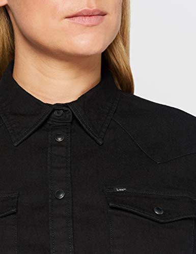 Lee Slim Western Shirt Camisa, Negro, S para Mujer