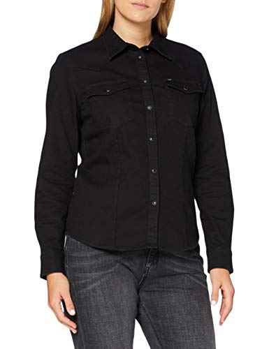 Lee Slim Western Shirt Camisa, Negro, S para Mujer