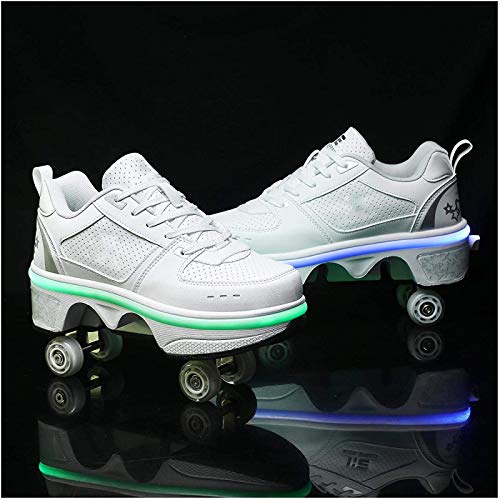 LEEFISH Patines De Ruedas Patines De Cuatro Ruedas para Niños Zapatos Unisex con Rueda Zapatos con Ruedas para Adultos Calzado De Skate Técnico para Deportes Al Aire Libre,EU33/UK1