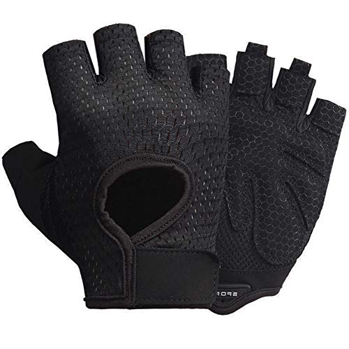 LeerKing Guantes Fitness con Protección Palma Guante Entrenamiento Transpirable de Gimnasio y de Deporte para Hombre y Mujer, Negro M LeerKing Guantes Fitness con Protección Palma Guante Entrenamiento Transpirable de Gimnasio y de Deporte para Hombre y Mujer, Negro M