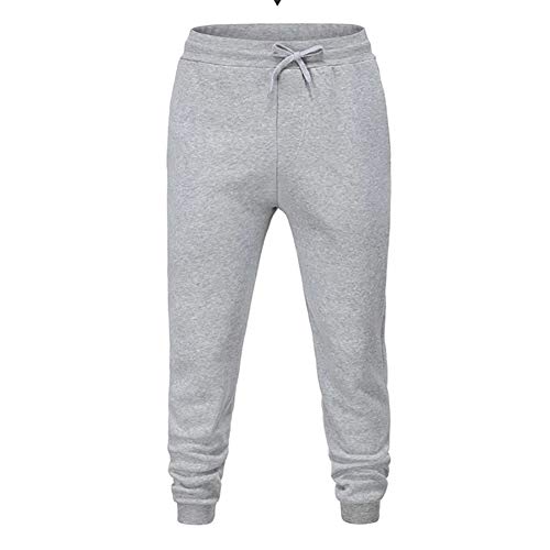 LeerKing Pantalones Deportivos para Hombre Jogger Pantalones de Chándal Ajustados Jogging con Cordón Cómodo, Gris M