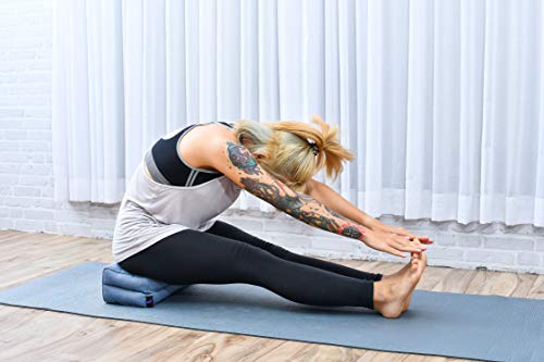 Leewadee Bloque de Yoga pequeño – Cojín Alargado para Pilates y meditación, cojín para el Suelo Hecho de kapok Natural, 35 x 18 x 12 cm, Antracita